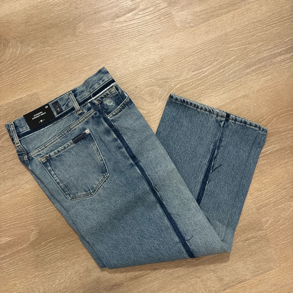 NWT 7 For All Mankind Stovepipe Straight Ankle Jeans Sz 26